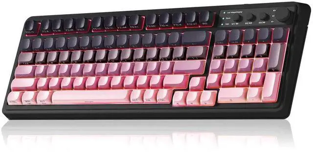 Main image of S99 Tri-Mode Wireless Gaming Keyboard BT 2.4G USB-C Ergonomic Creamy Typing RGB Backlit Full Size Keyboard Black Pink Gradient