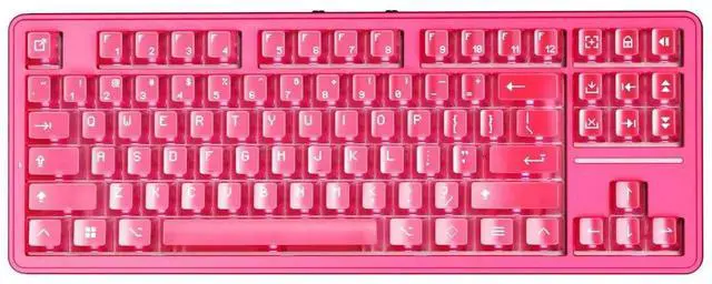 Main image of A87 Pro 87 Keys TKL Wireless Mechanical Keyboard Gasket Mount Hot Swappable Tri-Mode RGB Backlit Crystal Pink Gaming Keyboard