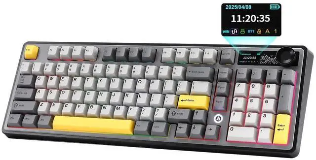 Main image of AJAZZ AK980 98% Tri-Mode Wireless Mechanical Keyboard With Smart Display Knob, Hot Swappable Murad Switch PBT Keycaps RGB Keyboard Black Compatible With Win Mac