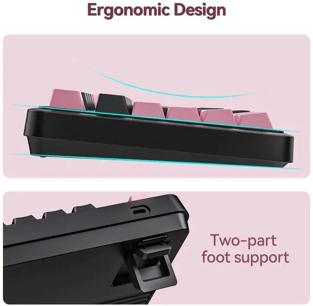 Alt view image 7 of 7 - 98Pro Tri-Mode Wireless Mechanical Keyboard,97 Keys Gasket Hot Swappable Gaming Keyboard Linear Switch RGB Backlit Compatible With Win Mac Black Pink