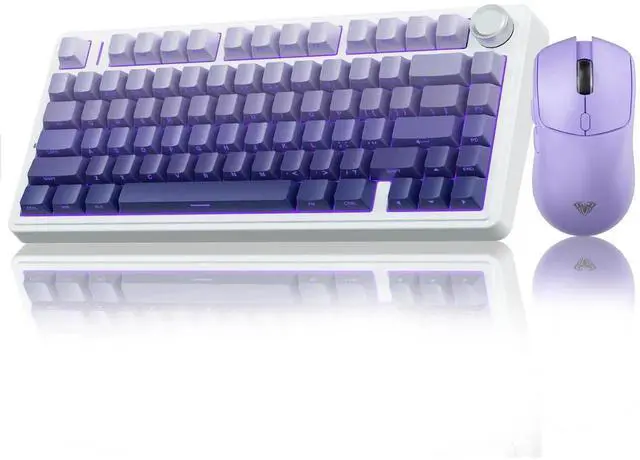 Main image of F75 Pro 75% Gasket Hot Swappable Wireless Keyboard SC580X Gaming Mouse Combo Light Purple