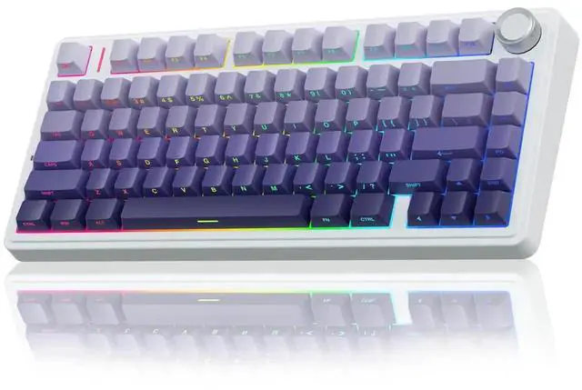 Alt view image 5 of 7 - F75 Pro 75% Gasket Hot Swappable Wireless Keyboard SC580X Gaming Mouse Combo Light Purple