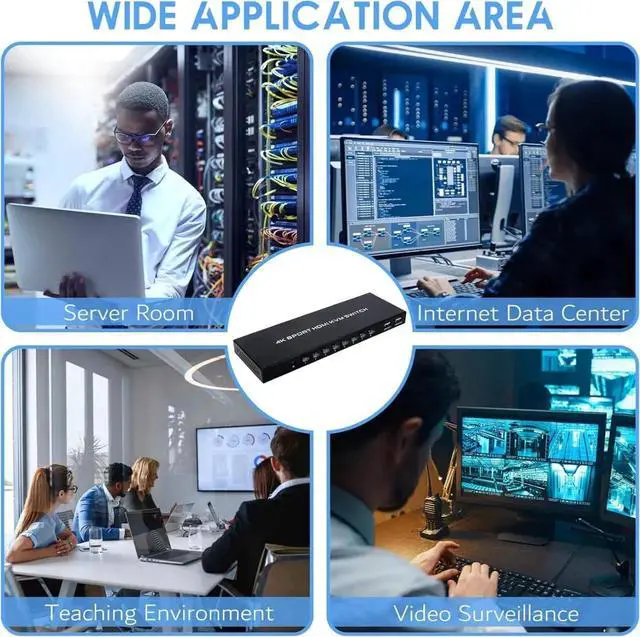 Alt view image 5 of 6 - 8 Port 4K HDMI KVM Switch, 4K@30Hz USB KVM Switcher, 8 Computers Share HD Monitor & 4 USB Peripherals, Comes with IR Remote Control and 8 Sets HDMI USB KVM Cables