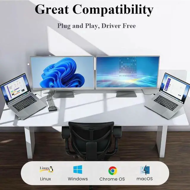 Alt view image 2 of 7 - 4 Port USB 3.0 Switch Selector, 4 Computers USB Sharing Switch Box, Share 4 USB Devices Keyboard Mouse Printer, Come with Wired Remote & 4 USB 3.0 Cables