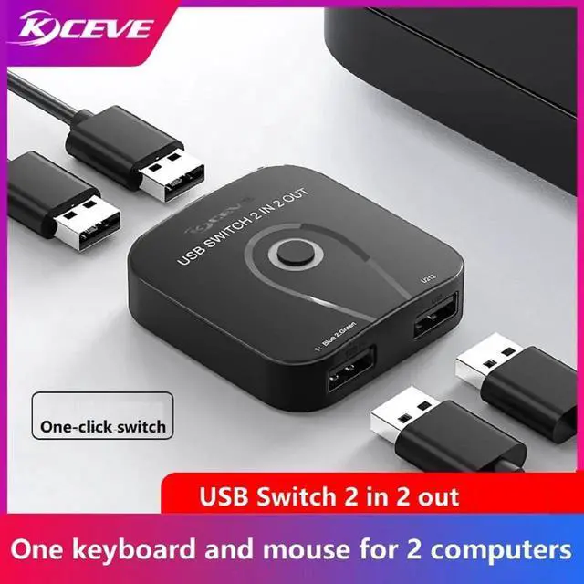 Alt view image 4 of 5 - 2 Port USB 2.0 Switch Selector, 2 In 2 Out USB Sharing Switch Box, 2 Computers Share Keyboard Mouse Printer Scanner Webcam USB Peripheral Splitter