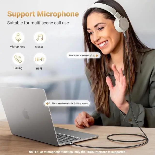 Alt view image 6 of 7 - UGREEN USB C to 3.5mm Audio Cable, Type C to Aux Jack Cord with Mic HiFi Stereo TRRS Headphone Adapter 3.3FT Compatible with iPhone 17 16 15 Pro Max Plus Galaxy S25 Ultra Pixel 10 iPad