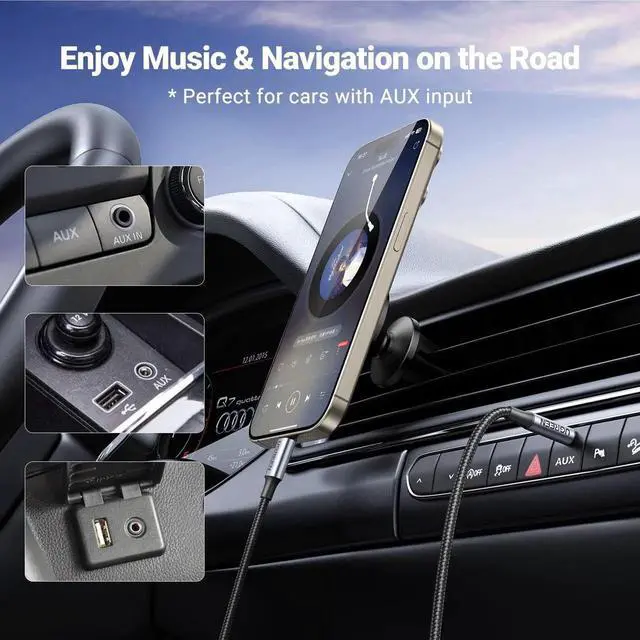 Alt view image 2 of 7 - UGREEN USB C to 3.5mm Audio Cable, Type C Male to Aux Jack HiFi Stereo Car Aux Cord 3.3FT Grey Headphone Audio Adapter Compatible with iPhone 17 16 15 Pro Max Galaxy S25 S24 Ultra iPad Pixel 10
