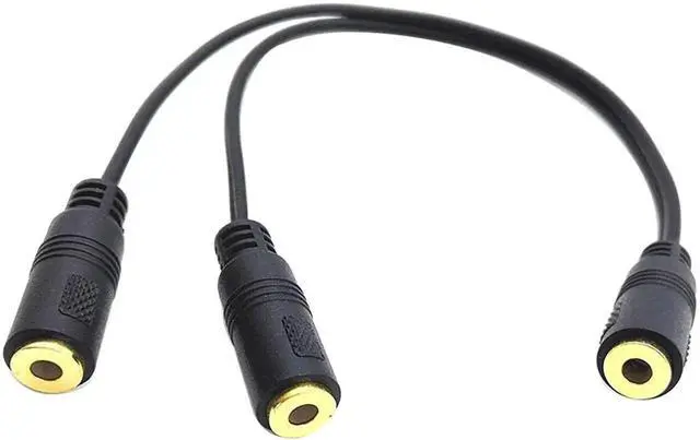 Main image of 9 Inch 3.5mm Audio Y Splitter Cable, 1/8 Inch Stereo 3.5mm 1 Female to 2 Female Audio Splitter Cord Gender Changer for Headphone Speaker Music Sharing