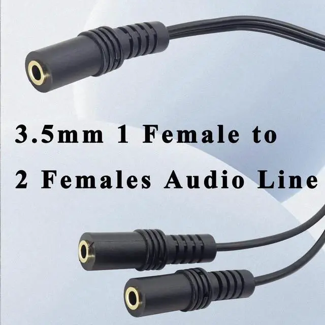 Alt view image 2 of 7 - 9 Inch 3.5mm Audio Y Splitter Cable, 1/8 Inch Stereo 3.5mm 1 Female to 2 Female Audio Splitter Cord Gender Changer for Headphone Speaker Music Sharing
