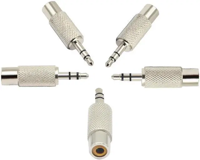 Main image of 5 Pack 3.5mm 1/8 Inch Stereo Male to RCA Female Audio Adapter, Metal 3-Pole RCA to 3.5MM Jack Connector Silver Audio Signal Converter for Speaker Amplifier Audio Device