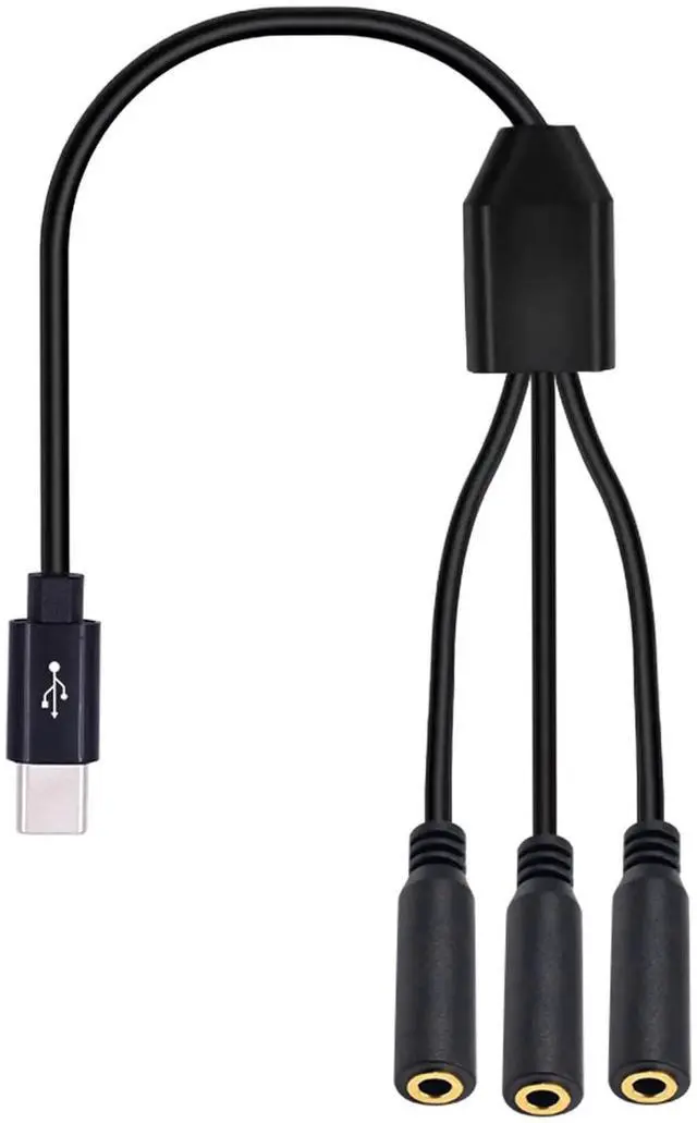 Main image of 1FT/30CM 1 in 3 Out USB C to 3.5mm TRRS Audio Splitter Cable, Type C Male to Triple 3.5mm Female Aux Cord Support Mic Stereo Sound Compatible with Galaxy MacBook Smartphone