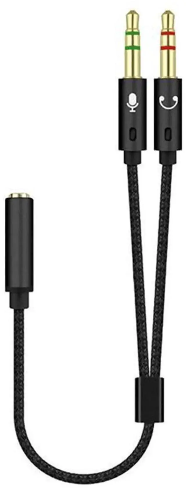 Main image of 3.5mm Audio Mic Splitter Cable, Female to Dual Male Headphone Microphone Stereo Jack Adapter Cord for PC Computer Laptop Gaming Headset