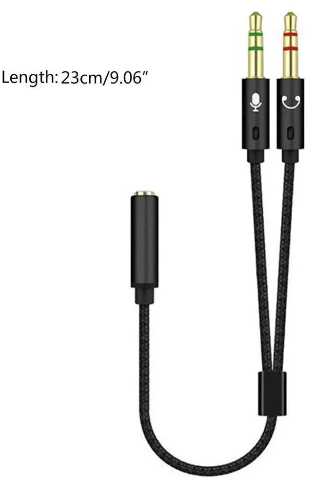 Alt view image 4 of 6 - 3.5mm Audio Mic Splitter Cable, Female to Dual Male Headphone Microphone Stereo Jack Adapter Cord for PC Computer Laptop Gaming Headset