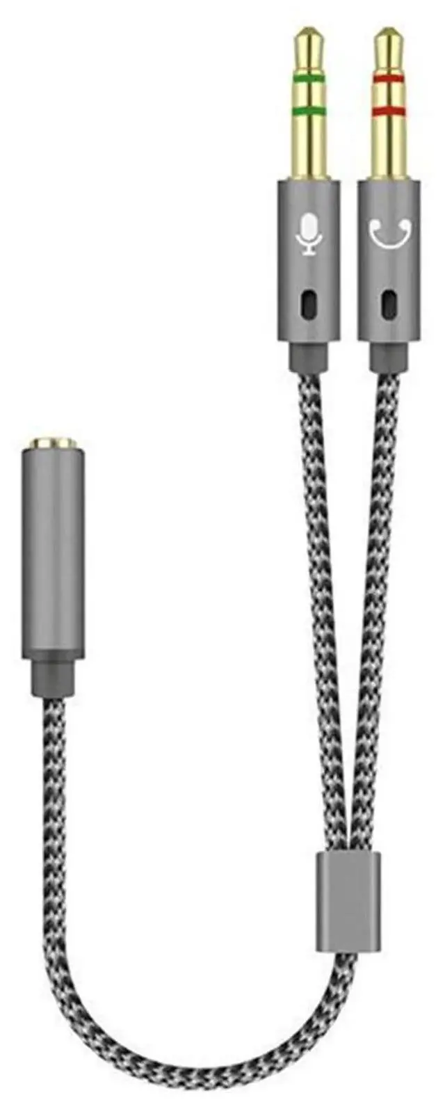 Alt view image 2 of 6 - 3.5mm Audio Mic Splitter Cable, Female to Dual Male Headphone Microphone Stereo Jack Adapter Cord for PC Computer Laptop Gaming Headset