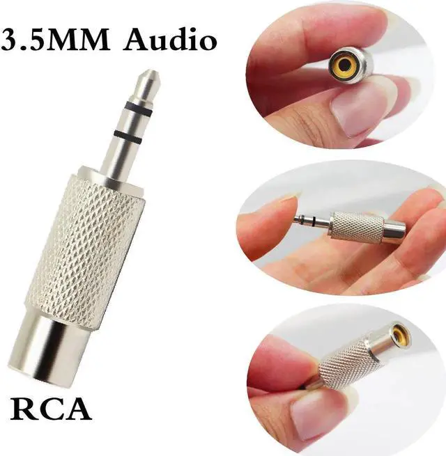 Alt view image 4 of 7 - 2 Pack Silver Metal 3.5mm 1/8 Inch Stereo Male to RCA Female Audio Adapter, 3-Pole RCA Jack Audio Connector Converter for Home Theater Speaker Amplifier
