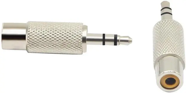 Alt view image 5 of 7 - 2 Pack Silver Metal 3.5mm 1/8 Inch Stereo Male to RCA Female Audio Adapter, 3-Pole RCA Jack Audio Connector Converter for Home Theater Speaker Amplifier