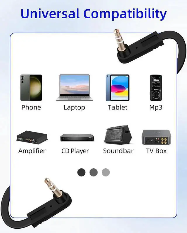 Alt view image 2 of 7 - 2 Pack 0.49FT/0.15M Dual 90 Degree Flat 3.5mm Audio Cable, Right Angle Male to Male Slim Stereo Aux Cord for Car Audio Phone Tablet Home Speaker