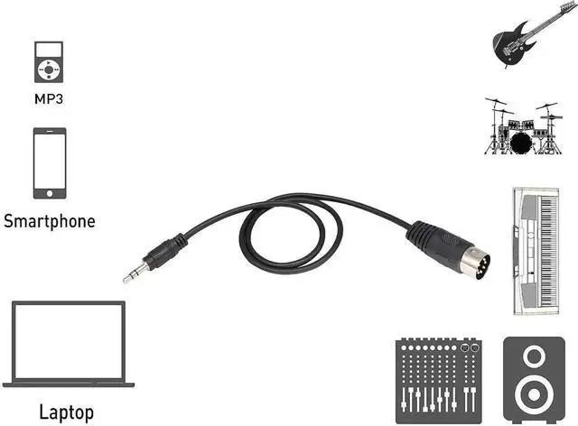 Alt view image 2 of 7 - 0.5M/1.6FT 7-Pin DIN Male to 3.5mm Stereo Male Audio Cable, 3.5mm to MIDI Audio Cord Compatible with iPad iPhone Android PC TV for Bang & Olufsen Naim Quad Stereo System