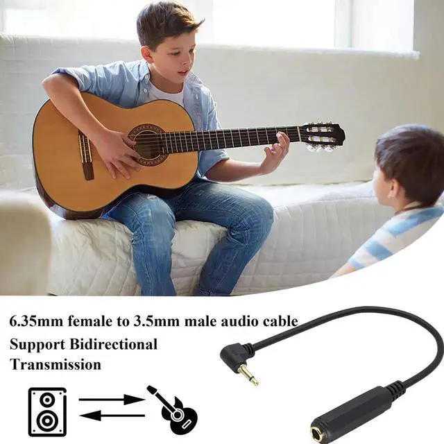 Alt view image 6 of 7 - 1 Pack 30CM Right Angle Gold Plated 6.35mm 1/4 Inch Female to 3.5mm 1/8 Inch Mono Male Audio Adapter Cable, 90 Degree TS Mono Sound Converter Cord for Guitar Amplifier Speaker