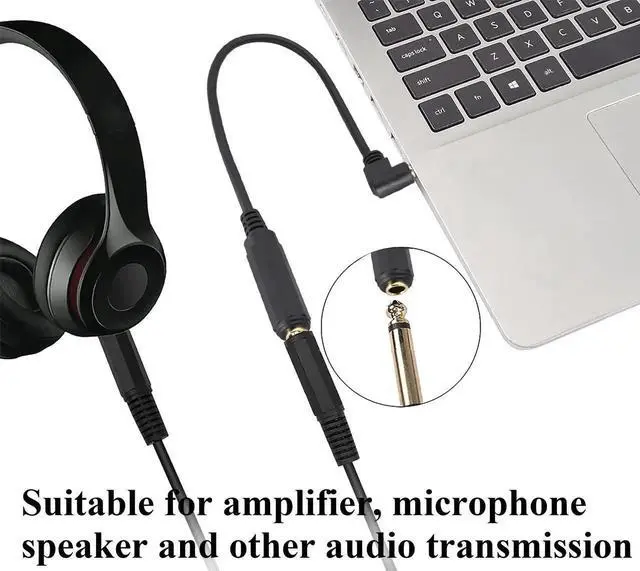 Alt view image 7 of 7 - 1 Pack 30CM Right Angle Gold Plated 6.35mm 1/4 Inch Female to 3.5mm 1/8 Inch Mono Male Audio Adapter Cable, 90 Degree TS Mono Sound Converter Cord for Guitar Amplifier Speaker