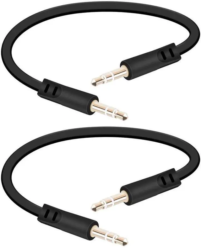 Main image of 2 Pack 0.49FT 0.15M 3.5mm Male to Male Flat Audio Cable, Slim Flat Stereo Aux Cord for Car Audio Phone Tablet Home Speaker Headphone