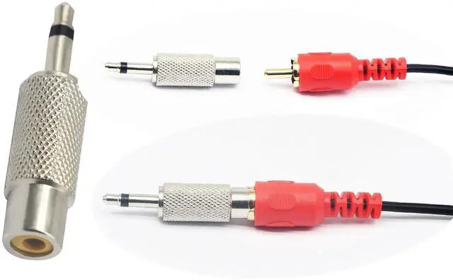 Alt view image 4 of 7 - 2 Pack Silver 2-Pole Mono 3.5mm 1/8 Inch Male to RCA Female Audio Adapter, TS Mono Plug to RCA Jack Audio Converter Connector