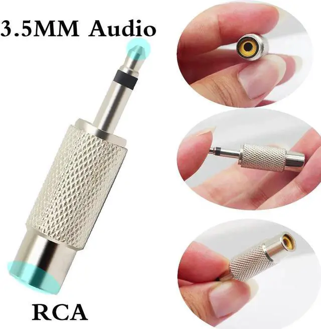 Alt view image 5 of 7 - 2 Pack Silver 2-Pole Mono 3.5mm 1/8 Inch Male to RCA Female Audio Adapter, TS Mono Plug to RCA Jack Audio Converter Connector