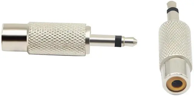Alt view image 3 of 7 - 2 Pack Silver 2-Pole Mono 3.5mm 1/8 Inch Male to RCA Female Audio Adapter, TS Mono Plug to RCA Jack Audio Converter Connector