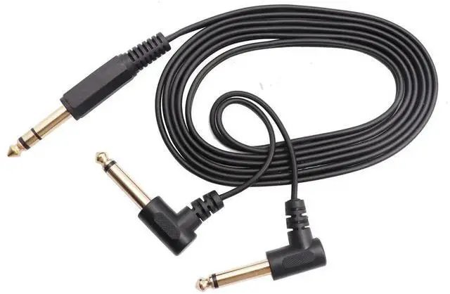 Alt view image 5 of 7 - 5.9FT/1.8M Gold Plated 90 Degree 6.35mm Y Splitter Audio Cable, Right Angle 1/4 Inch TRS Stereo Male to Dual TS Mono Male Aux Cord for Guitar Amplifier Mixer