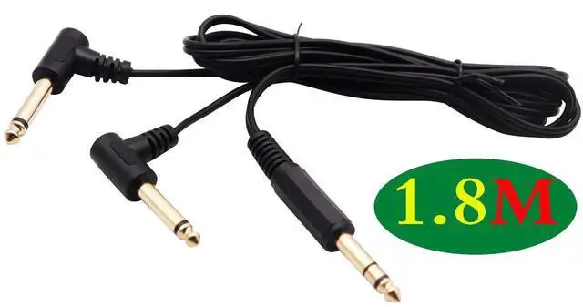 Alt view image 4 of 7 - 5.9FT/1.8M Gold Plated 90 Degree 6.35mm Y Splitter Audio Cable, Right Angle 1/4 Inch TRS Stereo Male to Dual TS Mono Male Aux Cord for Guitar Amplifier Mixer