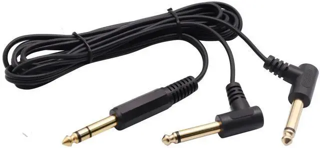 Alt view image 6 of 7 - 5.9FT/1.8M Gold Plated 90 Degree 6.35mm Y Splitter Audio Cable, Right Angle 1/4 Inch TRS Stereo Male to Dual TS Mono Male Aux Cord for Guitar Amplifier Mixer