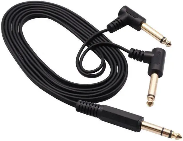 Alt view image 7 of 7 - 5.9FT/1.8M Gold Plated 90 Degree 6.35mm Y Splitter Audio Cable, Right Angle 1/4 Inch TRS Stereo Male to Dual TS Mono Male Aux Cord for Guitar Amplifier Mixer