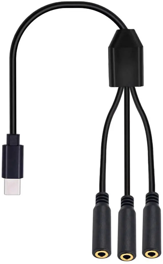 Main image of 1FT 30cm 1-in-3 Out USB C to 3.5mm TRS Audio Splitter Cable, Type C Male to Triple 3.5mm Female Stereo Aux Cord Multi-Port Audio Adapter for Headphone Galaxy MacBook Phone