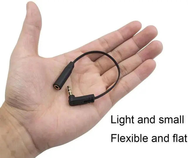 Alt view image 7 of 7 - 2 Pack 6.8 Inch Right Angle Flat 3.5mm Audio Extension Cable, 1/8 Inch Male to Female Stereo Short Aux Cord Elbow Headphone Extender for Phone Speaker PS4 Headset