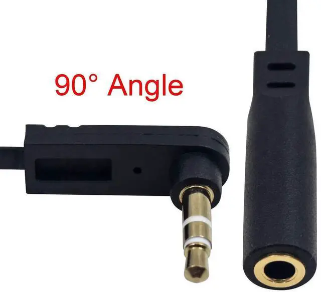 Alt view image 6 of 7 - 2 Pack 6.8 Inch Right Angle Flat 3.5mm Audio Extension Cable, 1/8 Inch Male to Female Stereo Short Aux Cord Elbow Headphone Extender for Phone Speaker PS4 Headset