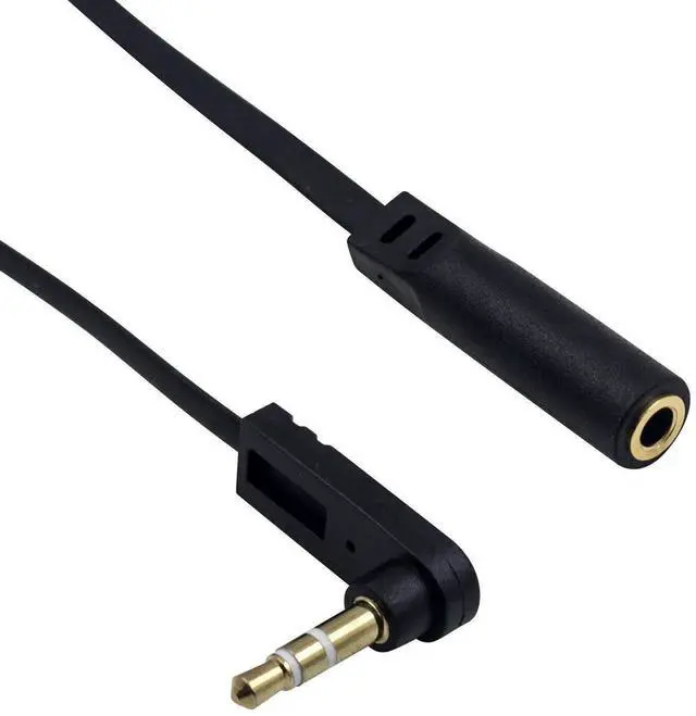 Alt view image 2 of 7 - 2 Pack 6.8 Inch Right Angle Flat 3.5mm Audio Extension Cable, 1/8 Inch Male to Female Stereo Short Aux Cord Elbow Headphone Extender for Phone Speaker PS4 Headset