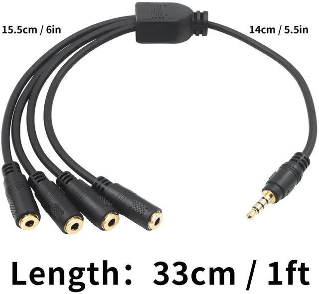 Alt view image 4 of 7 - 1 to 4 Ways 3.5mm TRRS Audio Splitter Cable, 1/8 Inch Male to Female Multi-Port Headphone Mic Aux Splitter Cord for Earphone Headset Mobile Phone