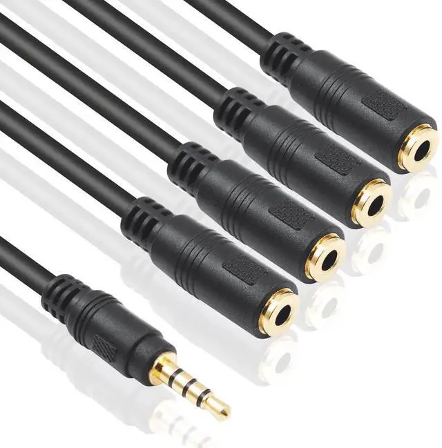 Alt view image 3 of 7 - 1 to 4 Ways 3.5mm TRRS Audio Splitter Cable, 1/8 Inch Male to Female Multi-Port Headphone Mic Aux Splitter Cord for Earphone Headset Mobile Phone