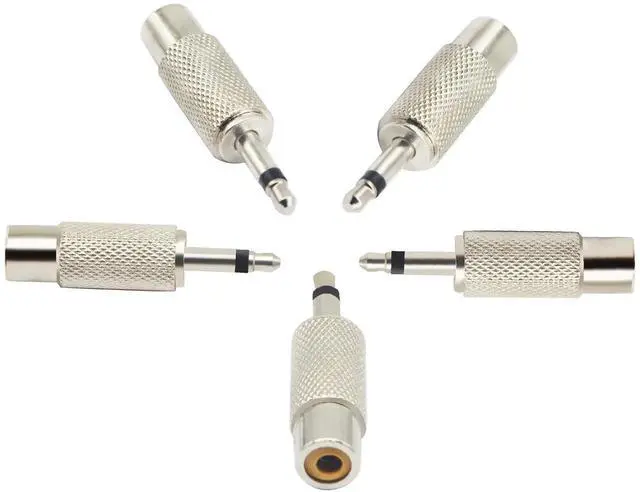 Main image of 5 Pack 3.5mm 1/8" 2-Pole Mono Male TS Plug to RCA Female Jack Audio Adapter Silver Metal RCA to 3.5MM Audio Connector for Home Theater Speaker Amplifier Audio Connection