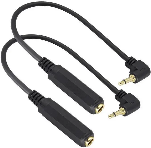 Main image of 2 Pack 30CM Right Angle 90 Degree 6.35mm 1/4" Mono Female to 3.5mm 1/8" TS Mono Male Audio Cable Plug Adapter Cord for Microphone Sound Card Guitar Amplifier
