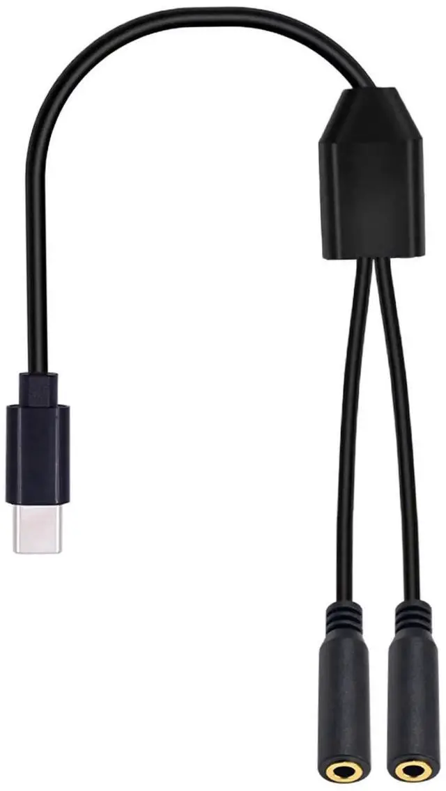 Main image of 30CM 1FT 1 to 2 Ways USB C to 3.5mm TRS Female Audio Y Splitter Cable Type-C Stereo Headphone Jack Adapter Compatible with Galaxy MacBook Smartphone Laptop