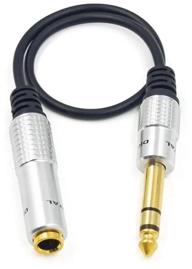Main image of 12 Inch 6.35mm 1/4 Inch Gold Plated Stereo Extension Cable Male to Female Quarter Inch Guitar Headphone Audio Extension Cord