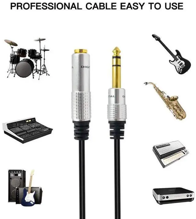 Alt view image 2 of 6 - 12 Inch 6.35mm 1/4 Inch Gold Plated Stereo Extension Cable Male to Female Quarter Inch Guitar Headphone Audio Extension Cord