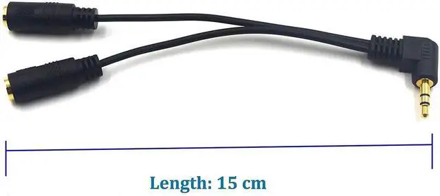 Alt view image 6 of 6 - 90 Degree 3.5mm Audio Splitter Cable Male to Dual Female Right Angle Headphone Jack Adapter Compatible with PS4 PS5 Xbox PC Phone Laptop Gaming Headset