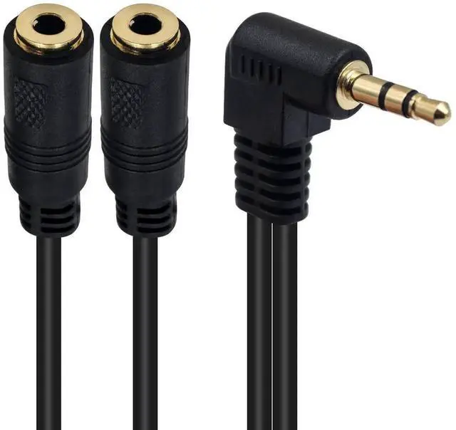 Alt view image 4 of 6 - 90 Degree 3.5mm Audio Splitter Cable Male to Dual Female Right Angle Headphone Jack Adapter Compatible with PS4 PS5 Xbox PC Phone Laptop Gaming Headset