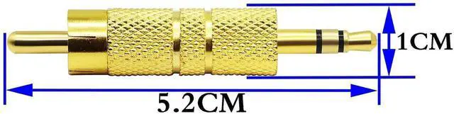Alt view image 2 of 7 - 2 Pack Gold Plated 3-Pole 3.5mm TRS Stereo Male to RCA Male Audio Adapter Metal Audio Jack Connector Plug