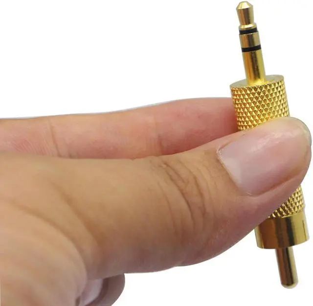 Alt view image 3 of 7 - 2 Pack Gold Plated 3-Pole 3.5mm TRS Stereo Male to RCA Male Audio Adapter Metal Audio Jack Connector Plug