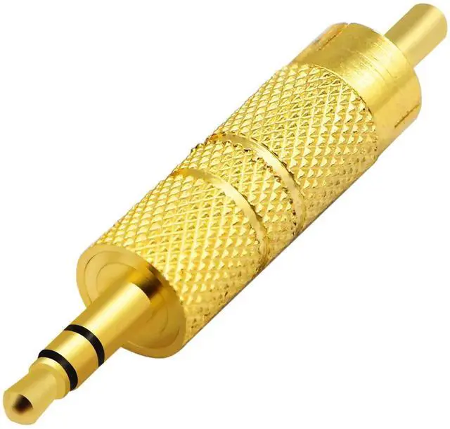 Alt view image 6 of 7 - 2 Pack Gold Plated 3-Pole 3.5mm TRS Stereo Male to RCA Male Audio Adapter Metal Audio Jack Connector Plug