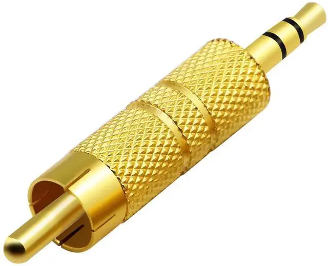 Alt view image 4 of 7 - 2 Pack Gold Plated 3-Pole 3.5mm TRS Stereo Male to RCA Male Audio Adapter Metal Audio Jack Connector Plug