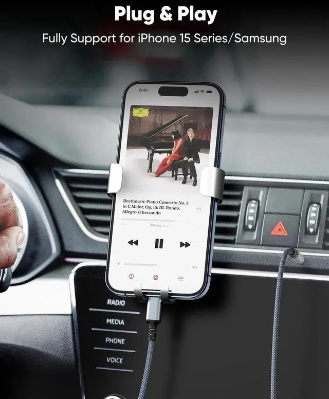 Alt view image 2 of 7 - 2 Pack 3.3FT USB C to 3.5mm AUX Audio Cable Type C to 3.5mm Headphone Stereo Cord Compatible with iPhone 16 15 iPad Pro Galaxy S23 S22 S21 Pixel Android Phone Car Speaker